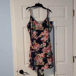 Ambiance Navy and Pink Floral Mini Dress
